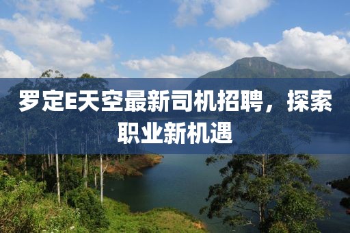 羅定E天空最新司機(jī)招聘，探索職業(yè)新機(jī)遇