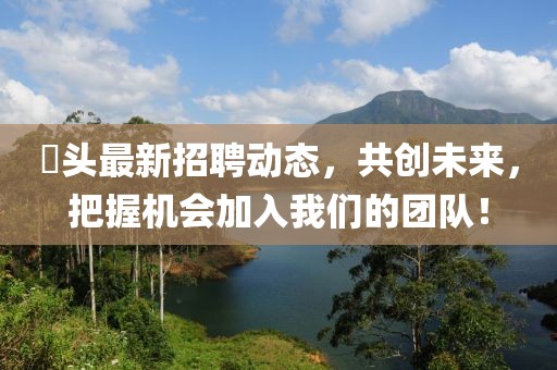 琯頭最新招聘動態(tài)，共創(chuàng)未來，把握機會加入我們的團隊！