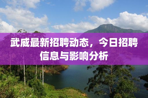 武威最新招聘動(dòng)態(tài)，今日招聘信息與影響分析