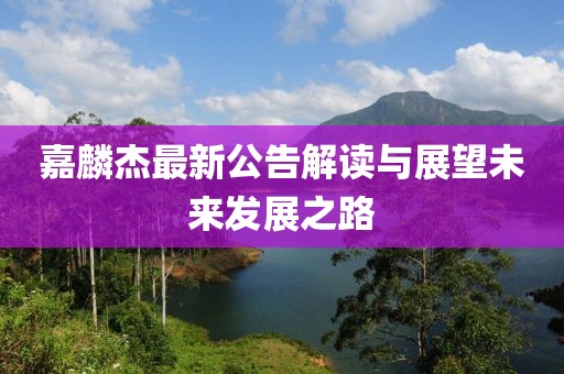 嘉麟杰最新公告解讀與展望未來發(fā)展之路