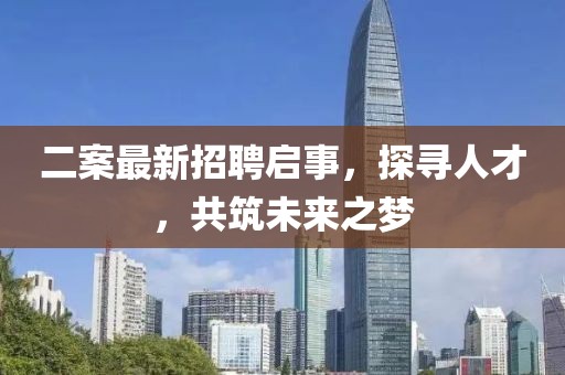 二案最新招聘啟事，探尋人才，共筑未來之夢