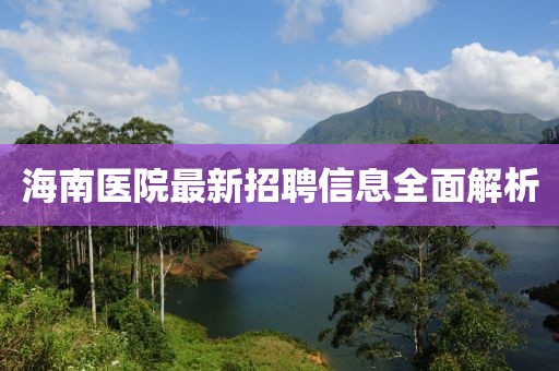 海南醫(yī)院最新招聘信息全面解析