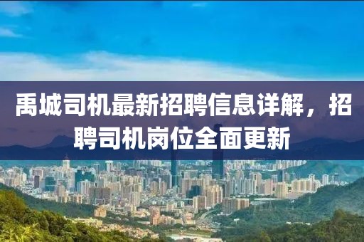 禹城司機最新招聘信息詳解，招聘司機崗位全面更新