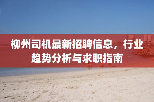 柳州司機(jī)最新招聘信息，行業(yè)趨勢分析與求職指南