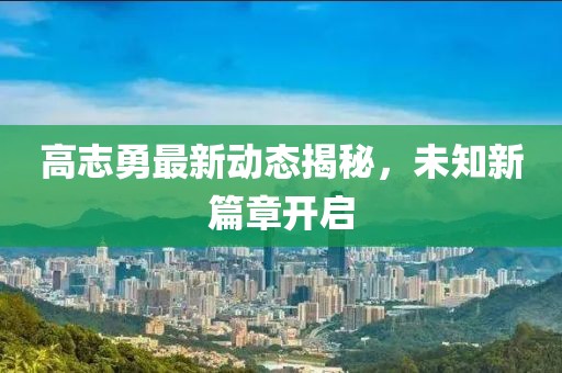 高志勇最新動態(tài)揭秘，未知新篇章開啟