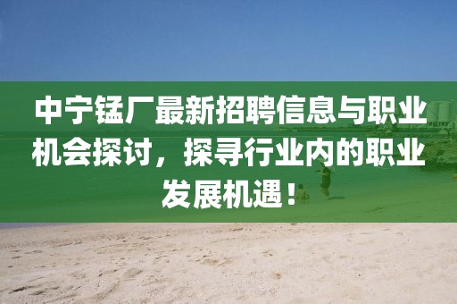 中寧錳廠最新招聘信息與職業(yè)機(jī)會探討，探尋行業(yè)內(nèi)的職業(yè)發(fā)展機(jī)遇！
