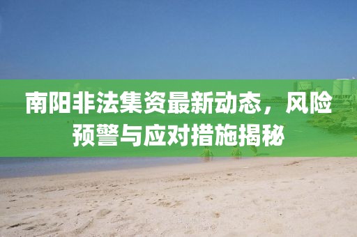 南陽非法集資最新動態(tài)，風(fēng)險預(yù)警與應(yīng)對措施揭秘