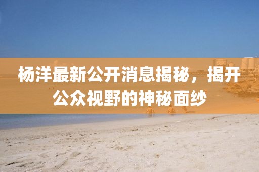 楊洋最新公開消息揭秘，揭開公眾視野的神秘面紗