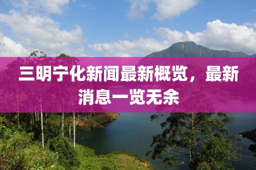三明寧化新聞最新概覽，最新消息一覽無余