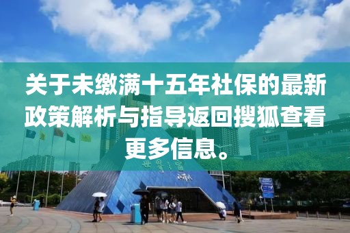 關(guān)于未繳滿十五年社保的最新政策解析與指導(dǎo)返回搜狐查看更多信息。