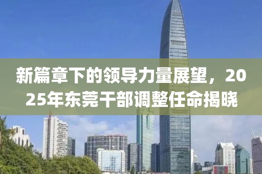 新篇章下的領導力量展望，2025年東莞干部調整任命揭曉