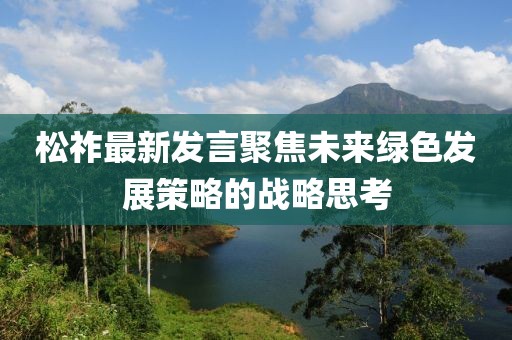 松祚最新發(fā)言聚焦未來(lái)綠色發(fā)展策略的戰(zhàn)略思考