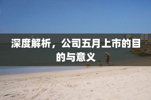 深度解析，公司五月上市的目的與意義