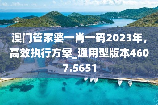 澳門管家婆一肖一碼2023年，高效執(zhí)行方案_通用型版本4607.5651