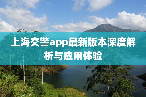 上海交警app最新版本深度解析與應(yīng)用體驗(yàn)